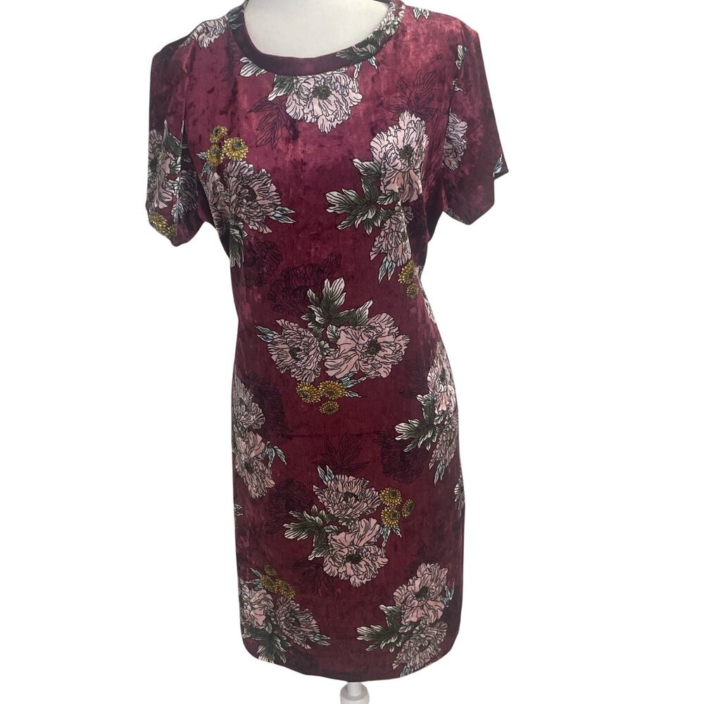 Vintage Velour Size 2XL Shift Dress Made In the USA Floral Asian Style Print